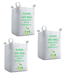 3 Saco Big Bag Reforçado Reciclagem Entulho Jardinagem C1