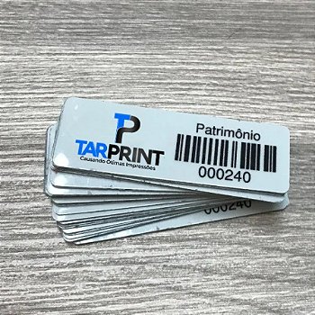 500 Placas de Patrimônio em Alumínio Personalizada 46x15mm
