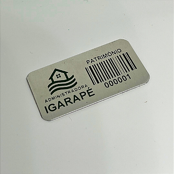 1000 Plaquinhas Patrimoniais de Alumínio Personalizadas – 4,5x1,5 cm com Adesivo Dupla Face