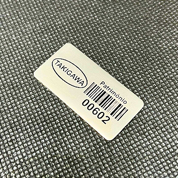 1000 Plaquinhas Patrimoniais de Alumínio Personalizadas – 4,5x1,5 cm com Adesivo Dupla Face
