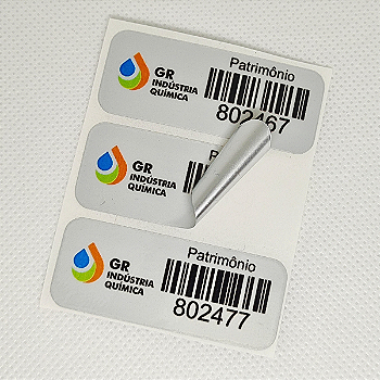 300 Etiquetas Poliéster Patrimonial 3x6 Cm Laminadas Prateado