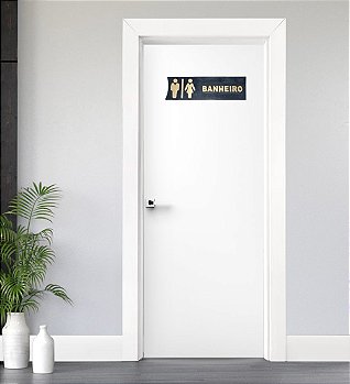 Placa de Sinalização de Banheiro Unissex (30x10cm) em MDF