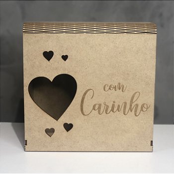 Caixa de Presente em MDF Cru (20x20x10cm) para Aniversário e Ocasiões Românticas