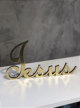 Palavra Jesus em MDF Espelhado 9mm (30x15cm) Decoração Cristã