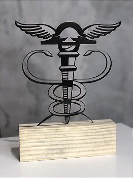 Escultura Símbolo da Contabilidade com Base de Madeira Presente para Contador