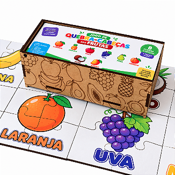 Quebra-Cabeças das Frutas Brinquedo Educativo com 8 Jogos e 32 Peças