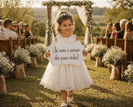 Placa Para Casamento Pajem Daminha Entrada Noiva E Noivo MDF Branco Luxo