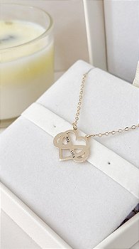 Colar de Coração Duplo Infinito - Banho de Ouro 18k