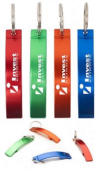 Kit chaveiros metal abridor curvo personalizados (100 peças).