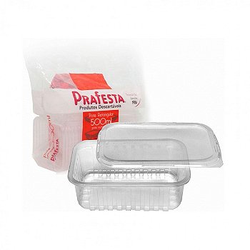 POTE RETANGULAR PP 500ML C/TAMPA PRAFESTA (FREEZER/MICRO) KIT