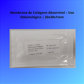 Membrana de Colágeno Absorvível – Uso Odontológico | 20x30x1mm