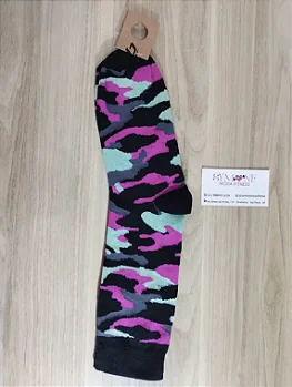 Meias Longas Estampadas camuflada rosa e preto