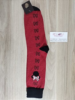 Meias Longas Estampadas vermelha laços