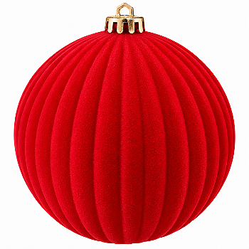 Bola De Natal 15cm Decorada Veludo Vermelho Unidade