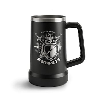 CANECAS TÉRMICAS CERVEJA 700ML GRAVAÇÃO A LASER FRONTAL PRETA - 1X0 - 1unid