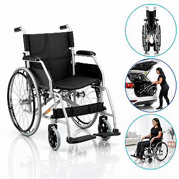 Cadeira de Rodas Modelo D100 Dobrável Resistente Até 120kg - Dellamed