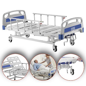 Cama Hospitalar 3 Movimentos Manual Até 200kg DX3 - Dellamed