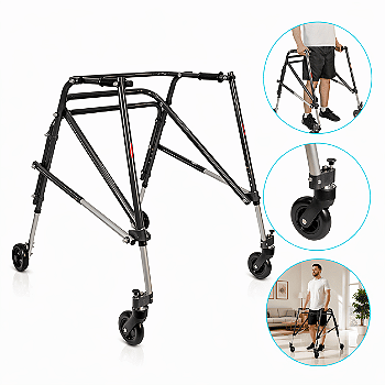 Andador Posterior Para Locomoção e Reabilitação Com 4 Rodas Tamanho G Preto - Mercur