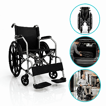 Cadeira De Rodas Manual Até 110kg Com Encosto Rebatível D100 Pop – Dellamed