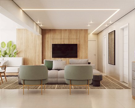 Painel para TV Marrom Claro Planejado