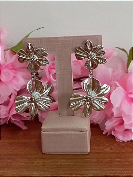 Brinco Flor Dupla Aço