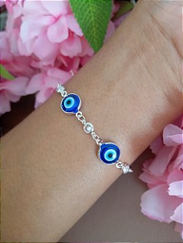 Pulseira 2 Olhos Prata 925