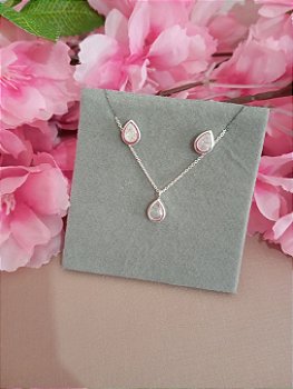 Conjunto Gota Cristal Prata 925
