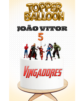 Topo de Bolo Vingadores Topper Balloon