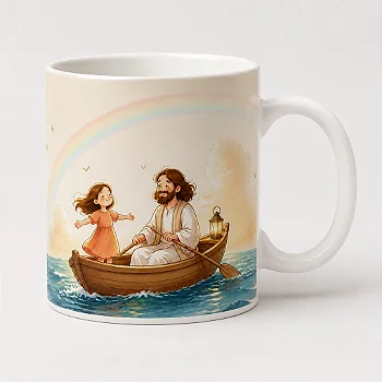 Caneca de Porcelana Deus na Embarcação - 350ml