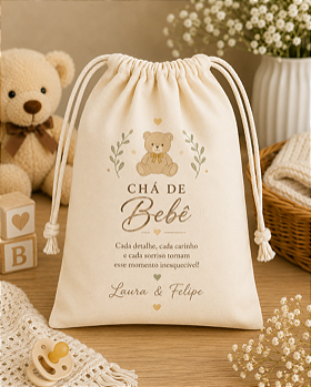 Saquinho de Algodão Cru Personalizado 20x25 cm