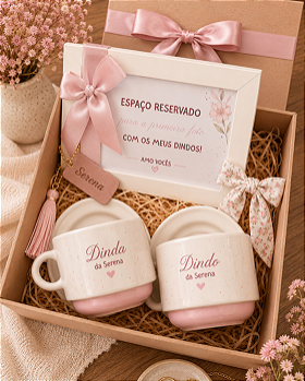 Kit Convite para Padrinhos Personalizado com Xícaras
