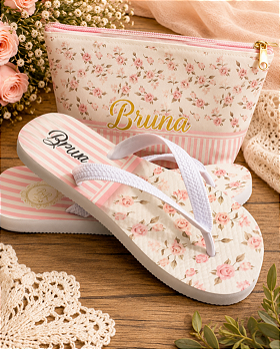 Kit Chinelos Personalizados Adulto e Infantil com Necessaire