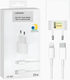 CARREGADOR APPLE 25W IPHONE 12 / 13 / 14 LE-357 IOS