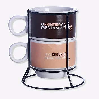 Kit 2 Xícaras Empilháveis - Café