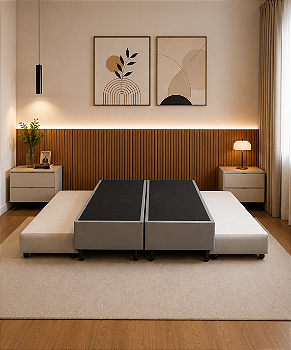 Base Box Queen com cama auxiliar Courino 138X188X40