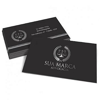 1000 Cartão de Visitas Hot Stamping Prata Toque Aveludado (Soft Touch)