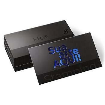 1000 Cartão de Visitas Hot Stamping Azul Toque Aveludado (Soft Touch)