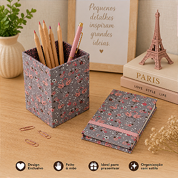 Kit Escritório Porta Lápis e Bloco de Anotações