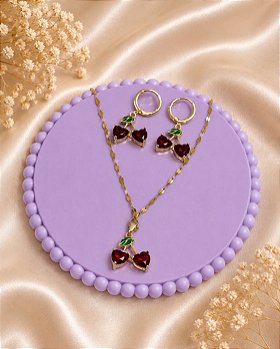 Conjunto Colar e Brinco Cerejinha
