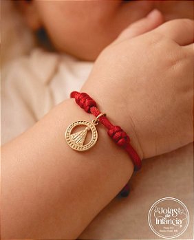 Pulseira vermelha Medalha N. Sra. Aparecida Prata 925