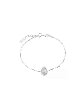 Pulseira Gota Cravejada Branca Prata 925