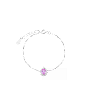 Pulseira Cravejada Gota Pink Prata 925