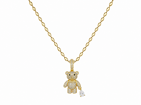 Colar Elo de Arroz com Pingente Ted em Banho de Ouro