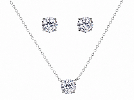 Conjunto Ponto de Luz Cristal Banho de Ródio Branco