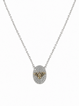 Colar Espírito Santo Zircônia Cristal Banho Ouro + Ródio Branco