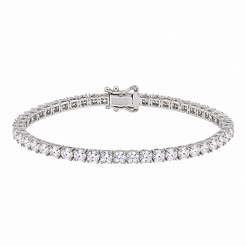 Pulseira Riviera 3 Pontas 3mm (Fecho Joia) Banho de Ródio Branco