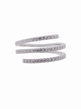 Anel Espiral com Zircônia Prata 925