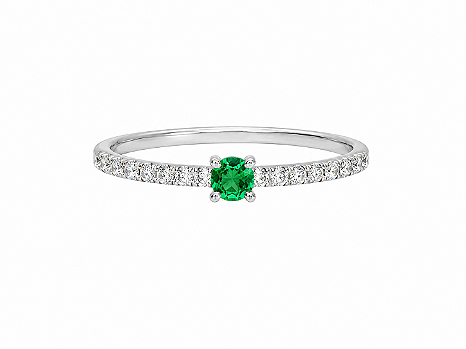 Anel Solitário Prata 925 - Verde Esmeralda