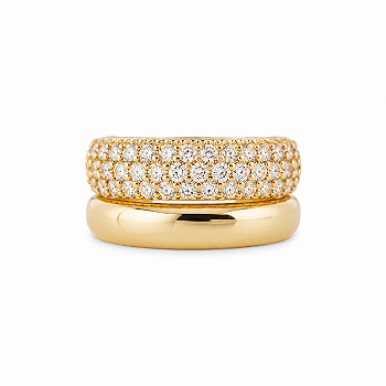 Anel Cristal e Liso Banho de Ouro