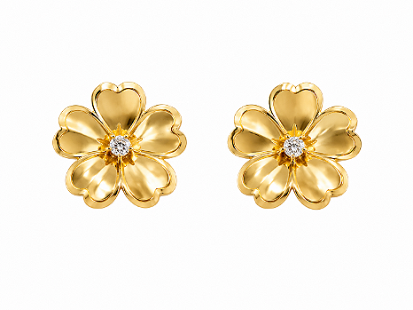 Brinco Flor Sobreposta Banho de Ouro